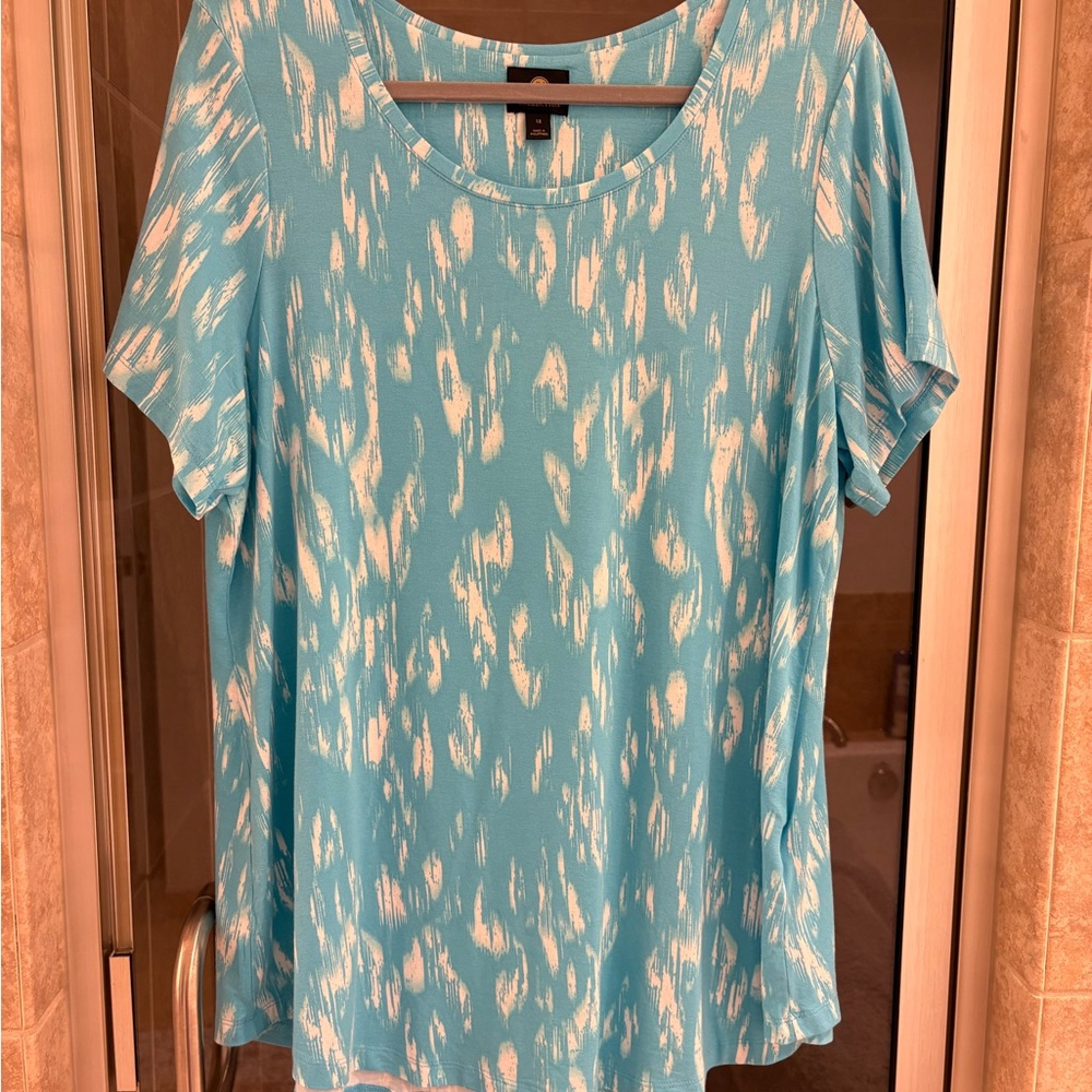 JM Collection Blue Short Sleeve Relaxed T-Shirt